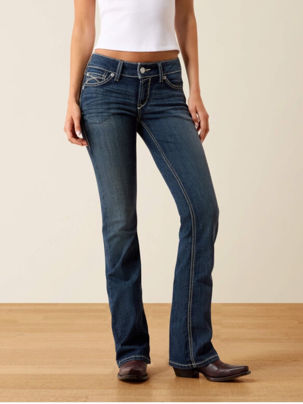 Ariat Arrow Fit Mid Rise Shayla Boot Cut Jean Jeans Blue Waist 31X30